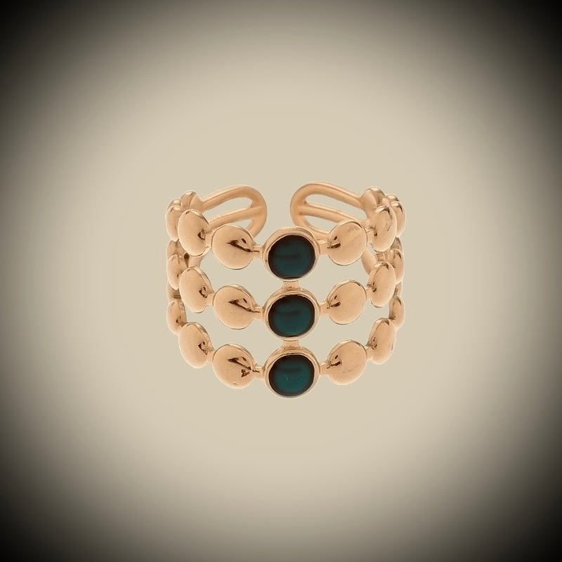 Cascading Colour Block Emerald Open Back Ring - Eden Rose Jewellery