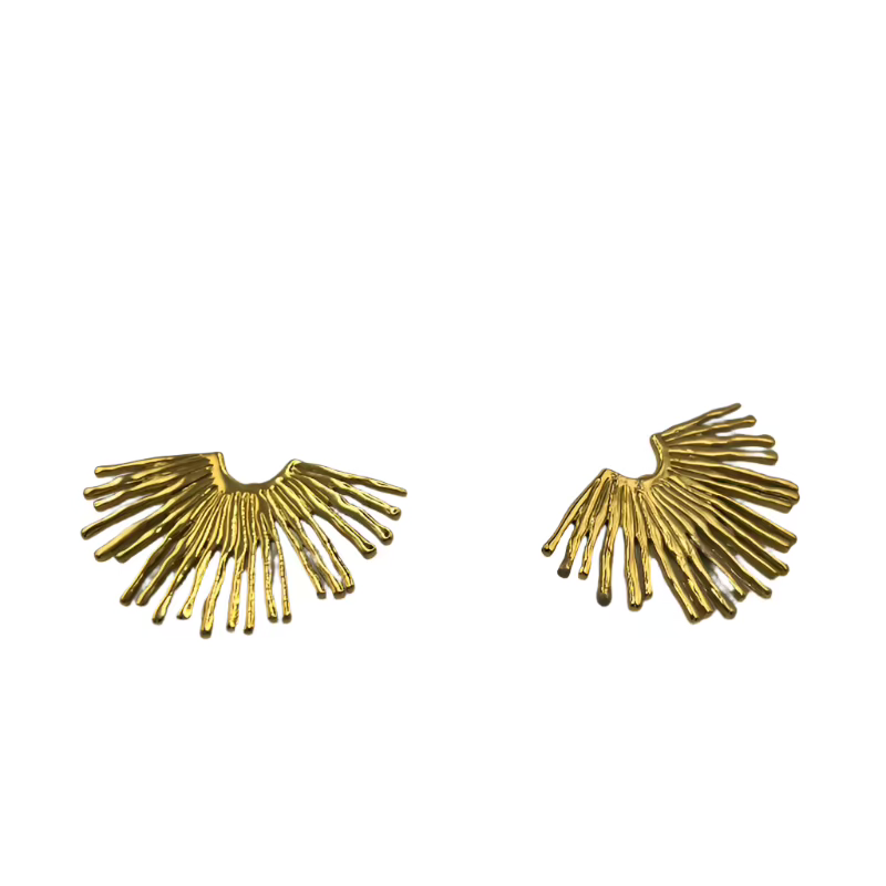 gold plated spiked fan earrings