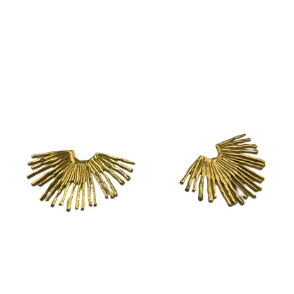 gold plated spiked fan earrings