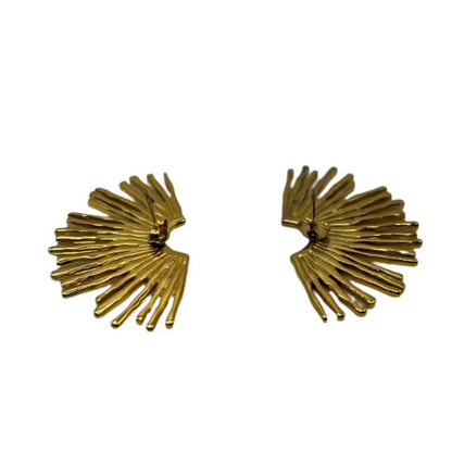 gold plated spiked fan earrings