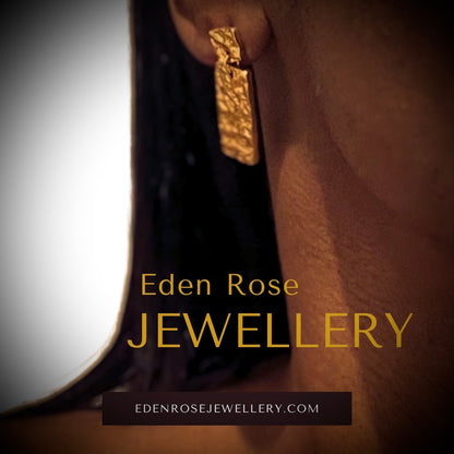Textured Wave Drop Earrings | Rectangle Design – Eden Rose
