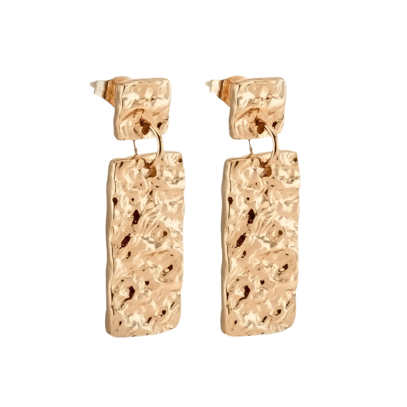 Textured Wave Drop Earrings | Rectangle Design – Eden Rose
