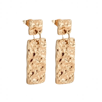 Textured Wave Drop Earrings | Rectangle Design – Eden Rose
